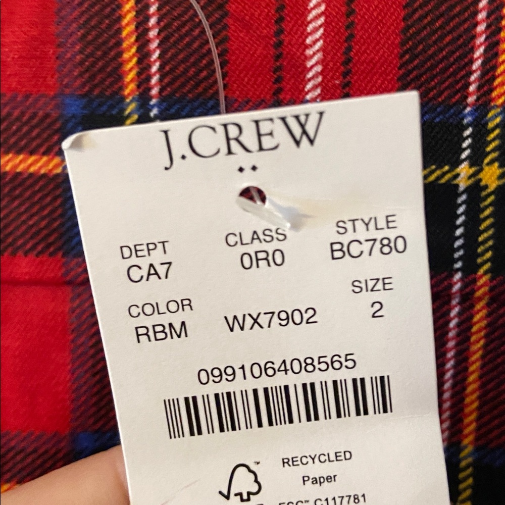 J. Crew Red Plaid Women’s Winnie Dress Pants size 2 brand new inseam 25” - Picture 2 of 8